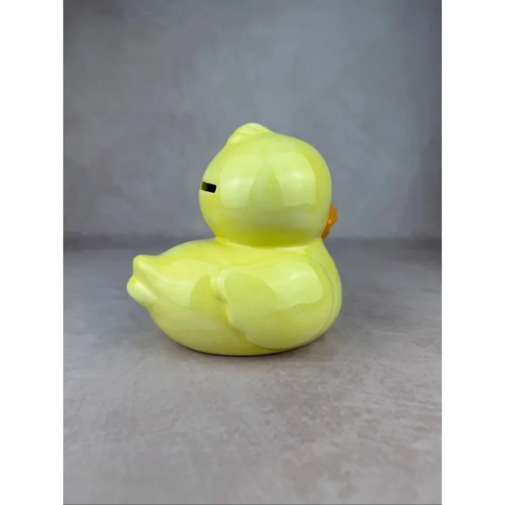 Vintage Y2K Ceramic Duck Coin Bank Rubber Ducky Piggy Bank